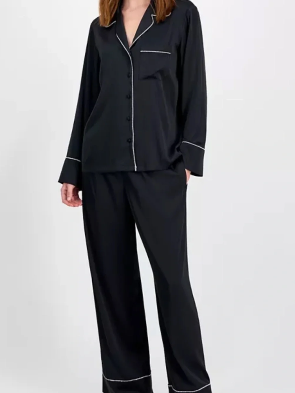 I.N.C International Concepts Women's Satin Pajama Set with Diamante Trim - Picture 1 of 2